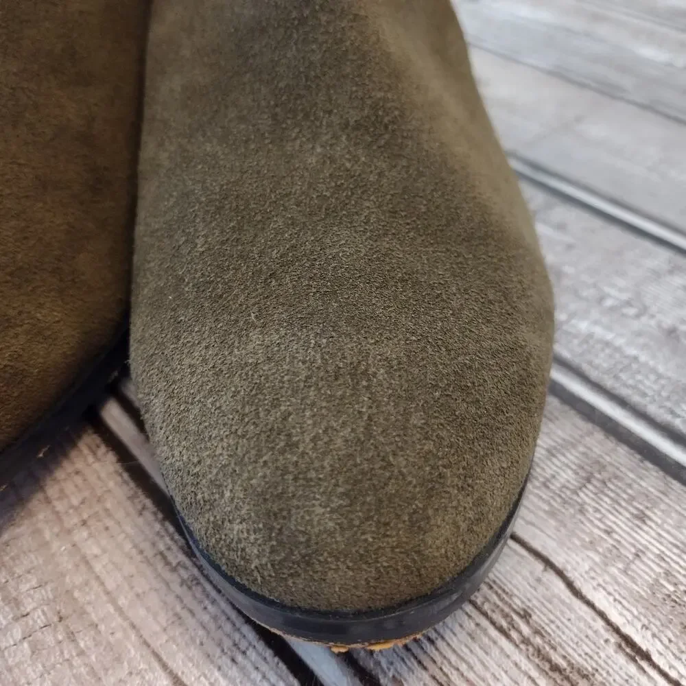 Coach | Dark Olive Green Suede "Patricia" Ankle Boots 10B - Picture 8 of 14
